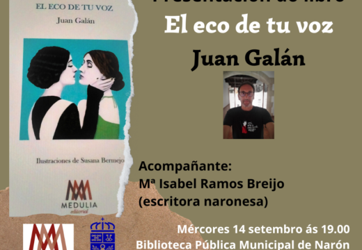 A Biblioteca acollerá a vindeira semana a presentación do libro “El eco de tu voz”, do escritor Juan Galán